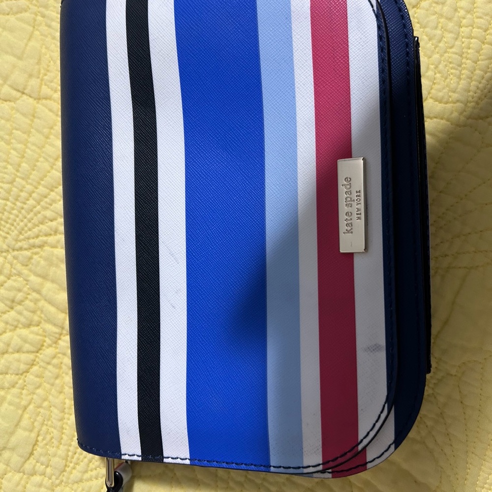 Kate Spade Blue and Pink Striped Crossbody Bag and coin purse - Picture 6 of 7